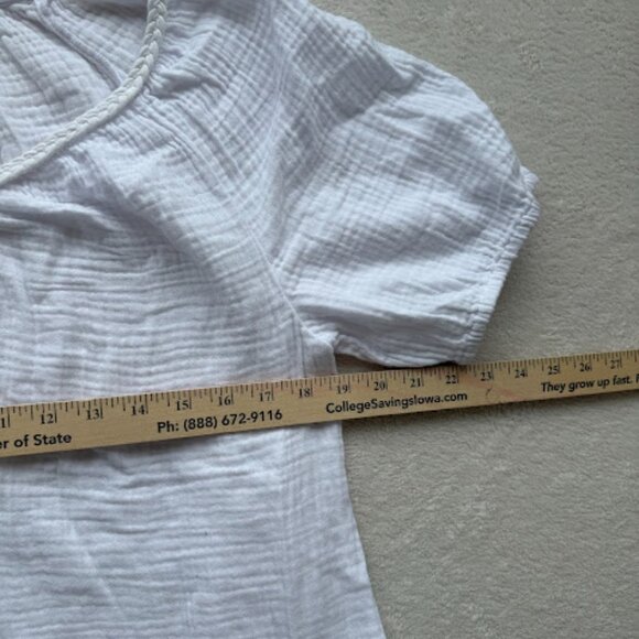 J.Crew White Gauze Puff Sleeve Peasant Blouse Cottagecore Top Size M - Picture 9 of 13